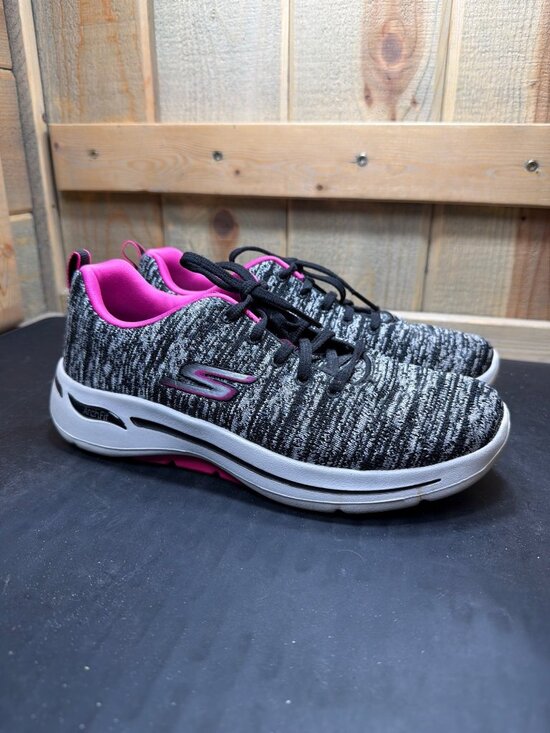 Skechers Shoes - Skechers Womens 7 Arch Fit Black Hot Pink Heathered Knit Sneakers Shoes 124410